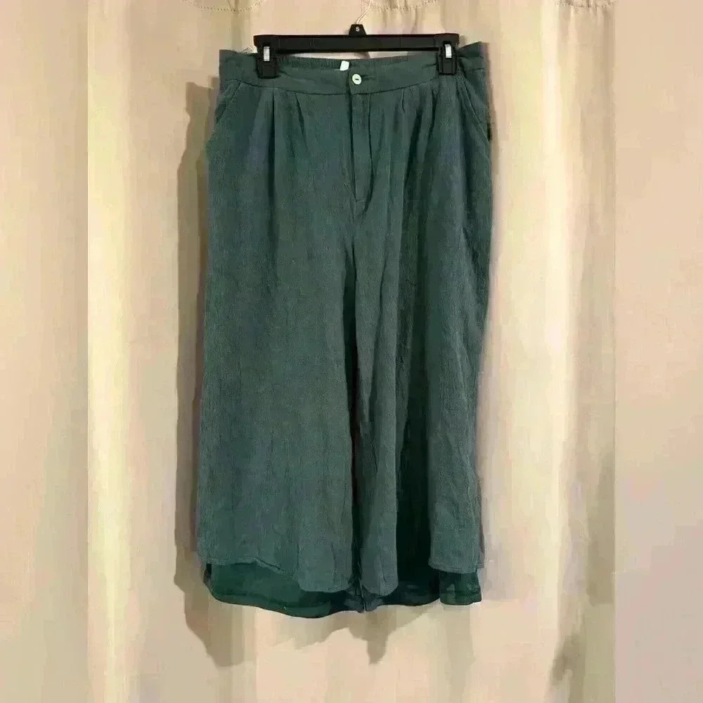 Women’s Green Bohme Wide Leg Casual Pants